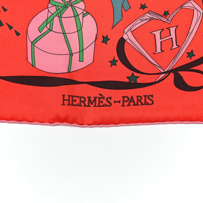 Hermes Silk Le Bal Masque Scarf 70 Rouge Vif Vieux Rose Jaune 3 of 5
