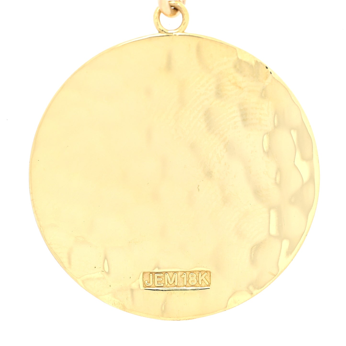 18K Yellow Gold Hammered Disc Pendant Necklace