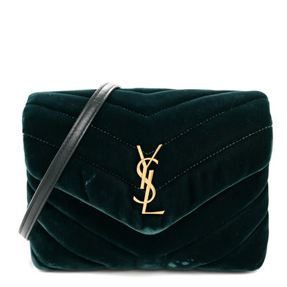 Saint Laurent Velvet Y Quilted Monogram Toy Loulou Chain Satchel Dark Ottanio 1 of 9