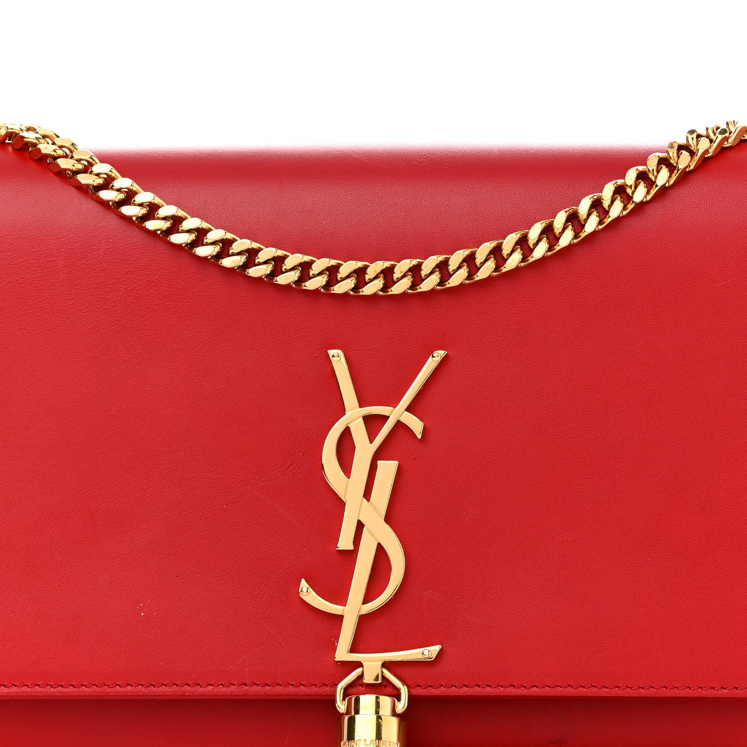 Saint Laurent Smooth Calfskin Medium Classic Monogram Kate Tassel Satchel Lipstick Red 8 of 15