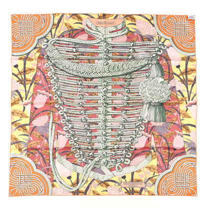 Hermes Silk Carre Double Face Brandebourgs Scarf 90 Abricot Corail Etoupe 4 of 4
