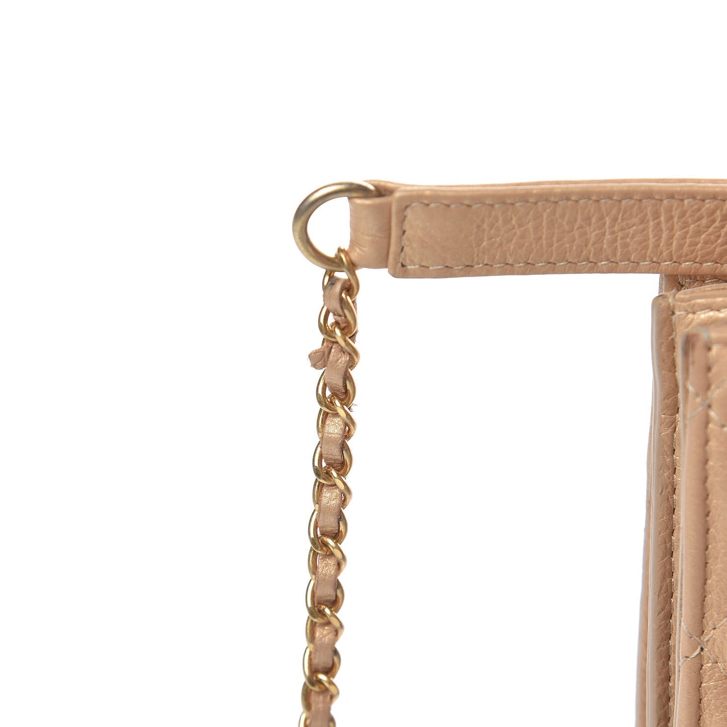 Metallic Calfskin Quilted Crossbody CC Phone Holder Gold