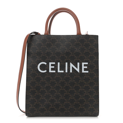 Celine Triomphe Canvas Calfskin Small Vertical Cabas Tan 1 of 11