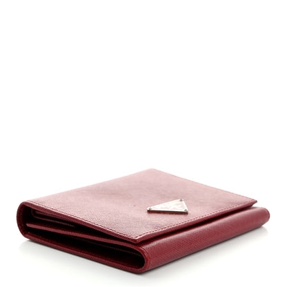 Prada Saffiano Metal Tri-Fold Wallet Cerise 4 of 9