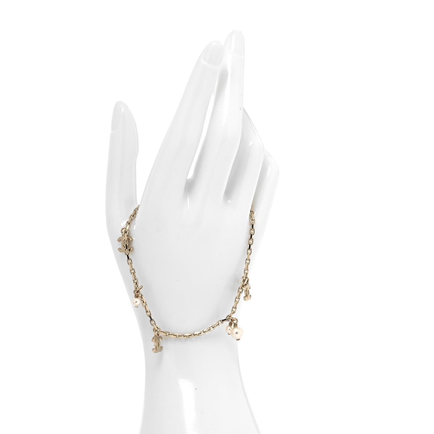 Pearl CC Chain Anklet Gold