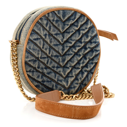 Saint Laurent Denim Quilted Monogram Round Crossbody Bag Rodeo Blue 3 of 11