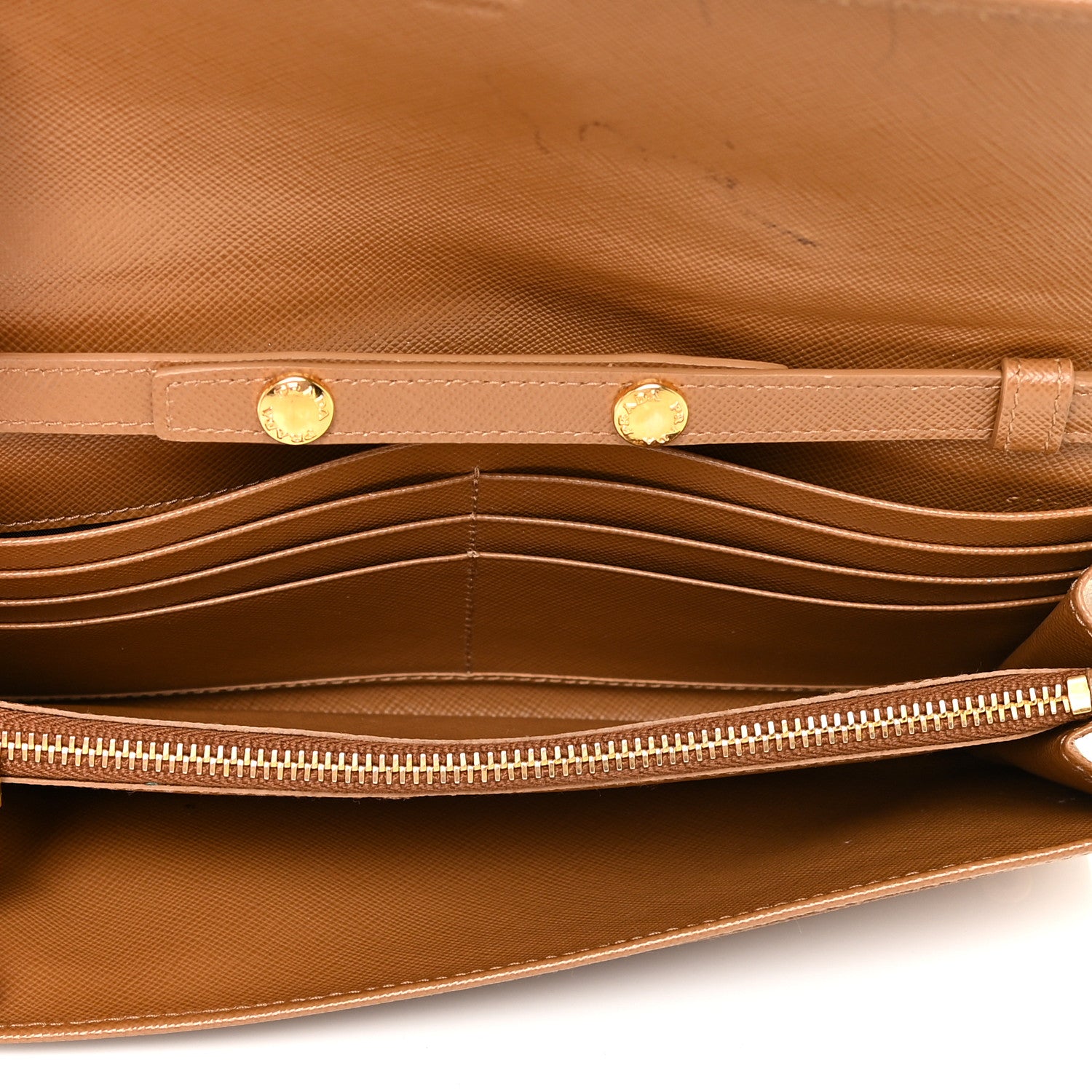 Prada Saffiano Metal Oro Chain Wallet Caramel 4 of 21