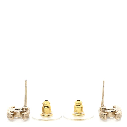 Chanel Pearl Crystal CC Charms Stud Earrings Light Gold 3 of 5