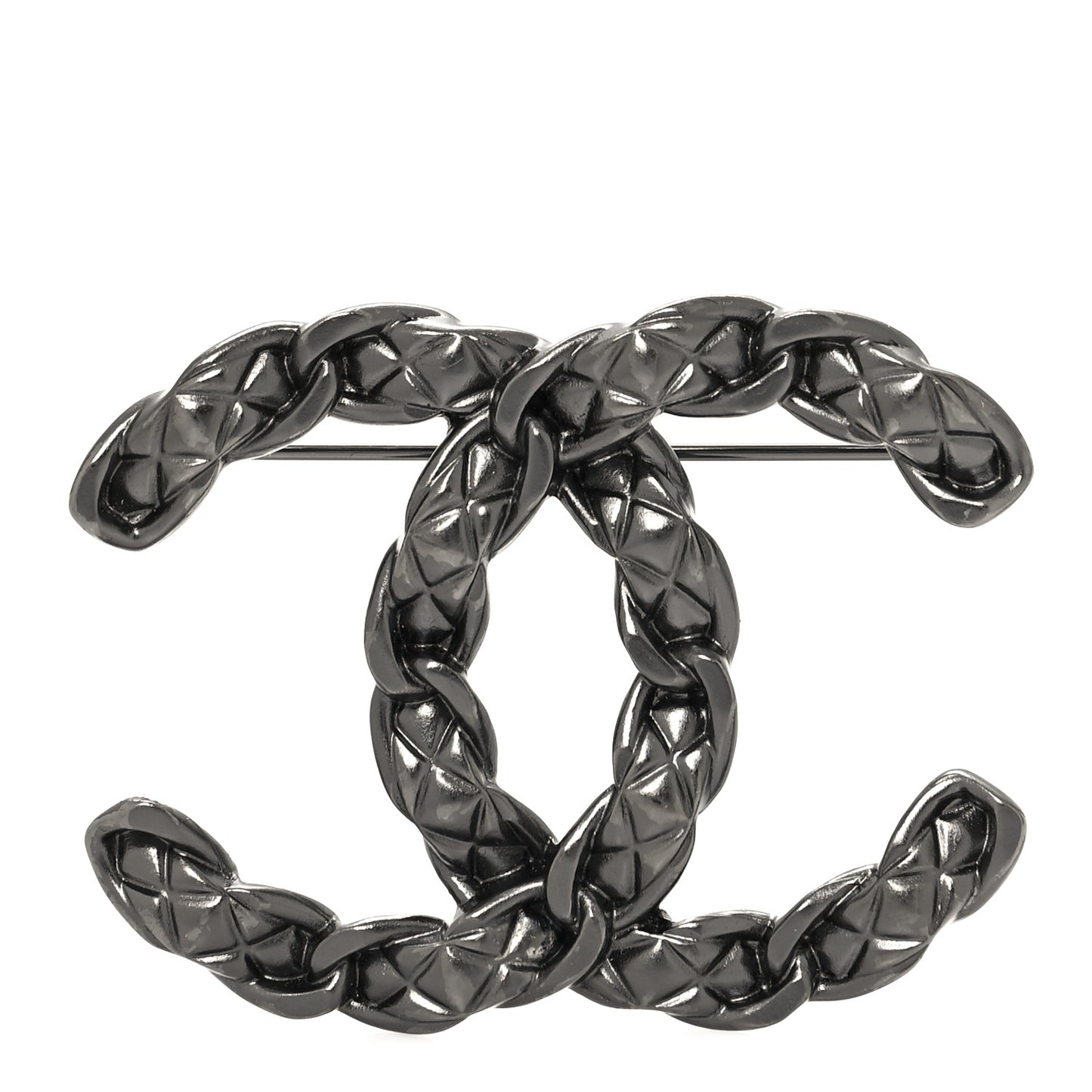 Quilted CC Brooch Ruthenium