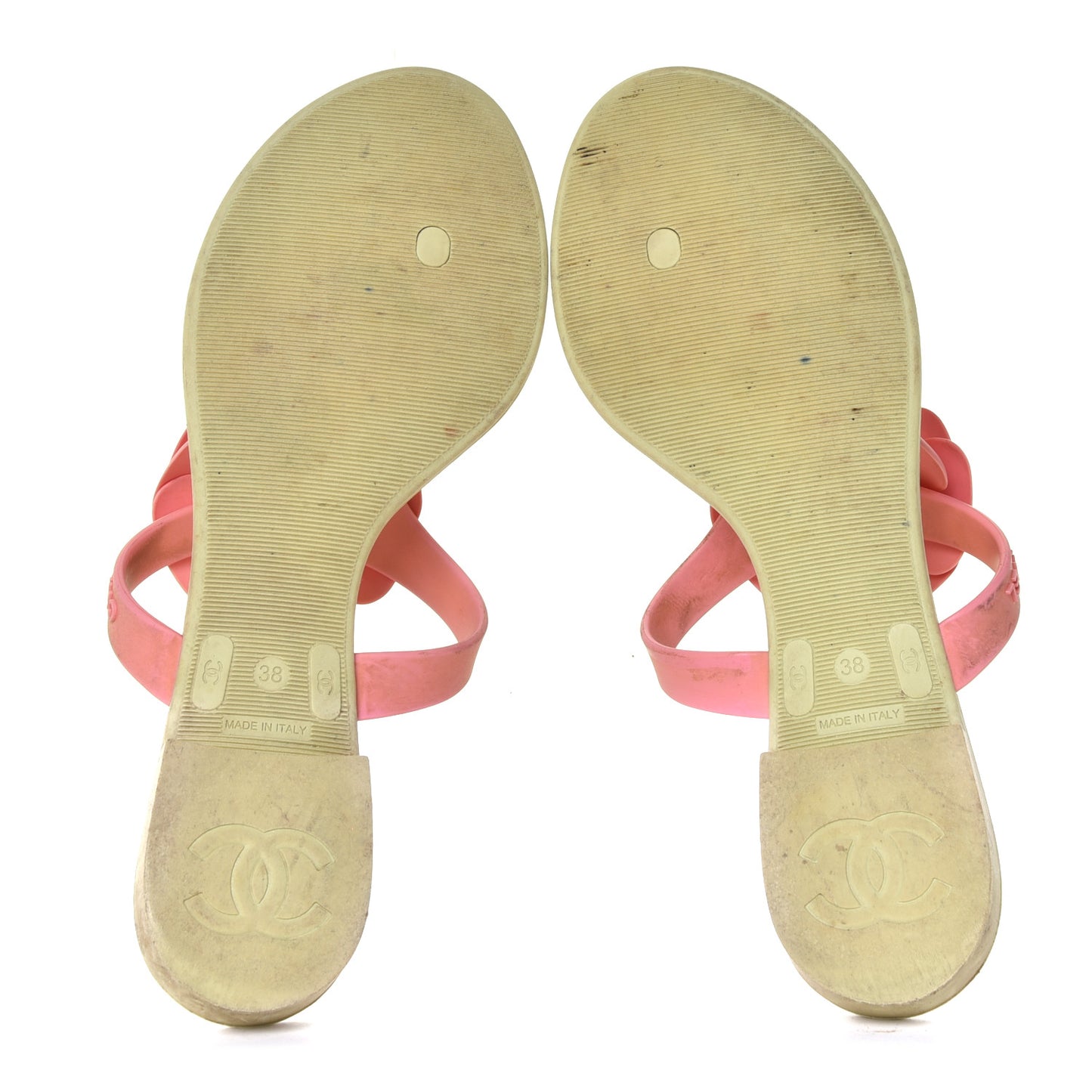Jelly Quilted Camellia Thong Sandals 38 Beige Pink