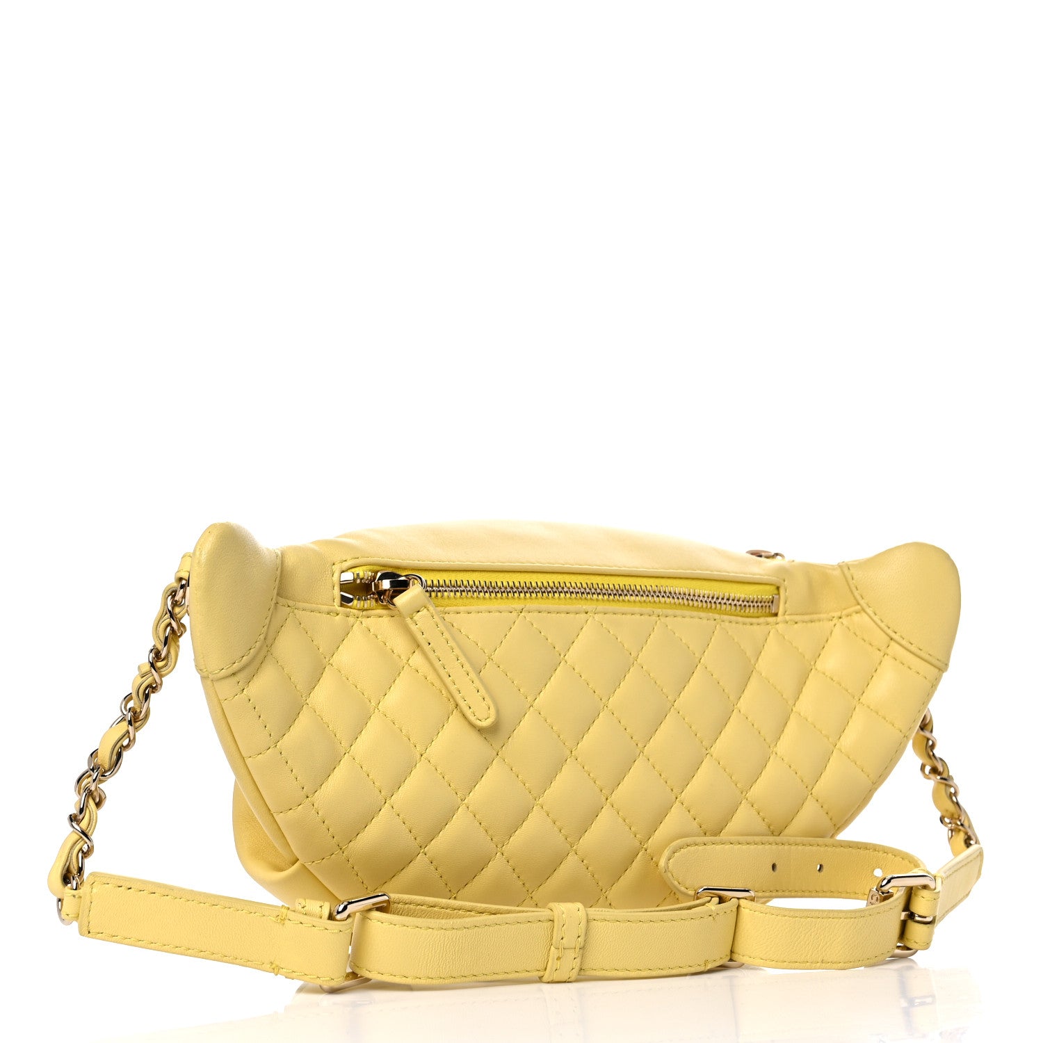 Chanel Lambskin Quilted Waist Belt Bag Yellow 2 of 14
