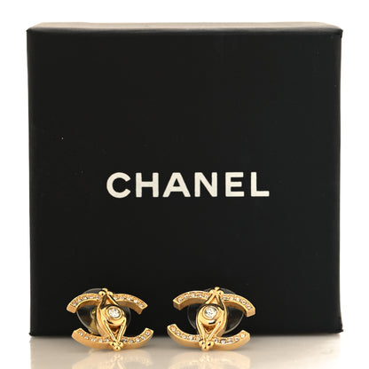 Chanel Crystal Bezel CC Earrings Gold 5 of 5