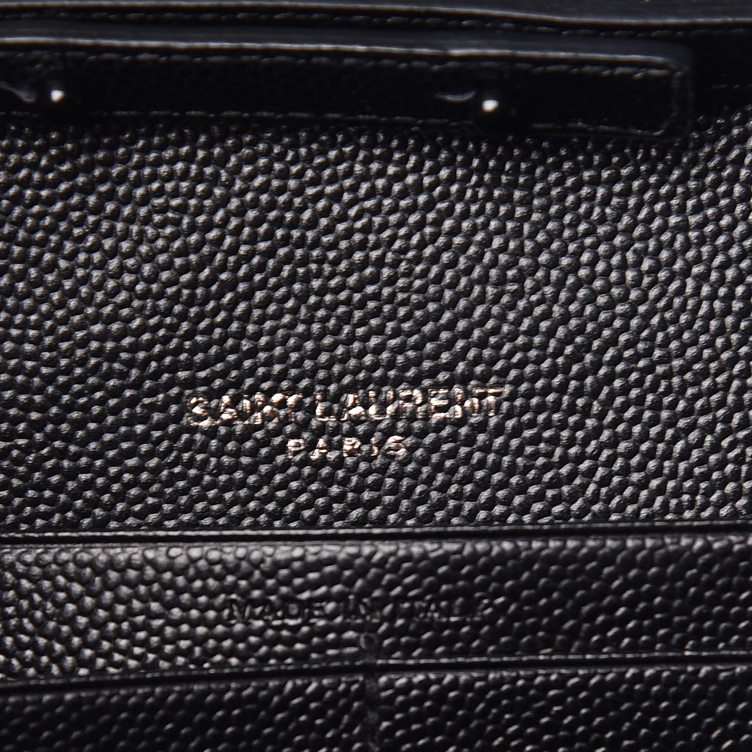 Saint Laurent Grain De Poudre Matelasse Chevron Monogram Chain Wallet Black White 8 of 16