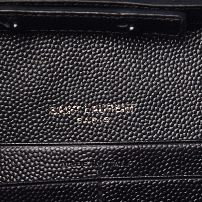 Saint Laurent Grain De Poudre Matelasse Chevron Monogram Chain Wallet Black White 8 of 16