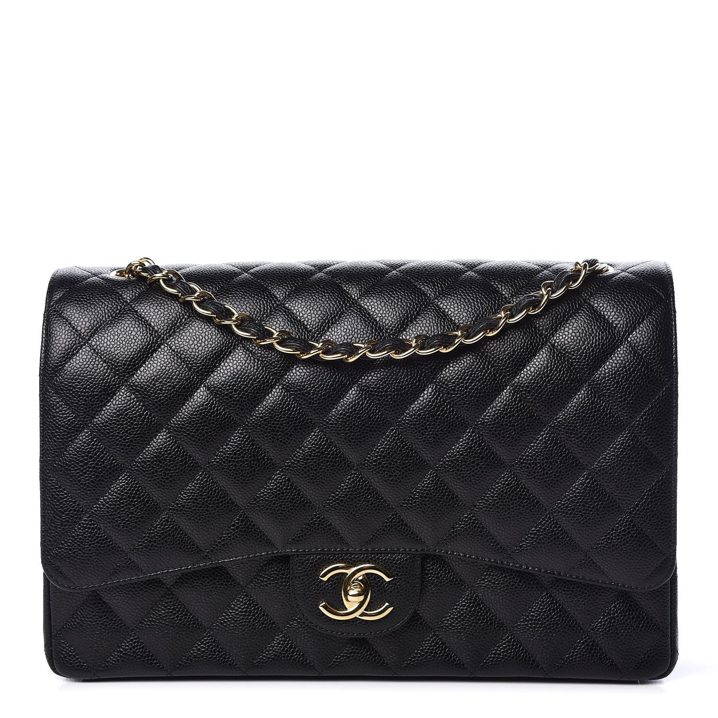 Caviar Quilted Maxi Double Flap Black