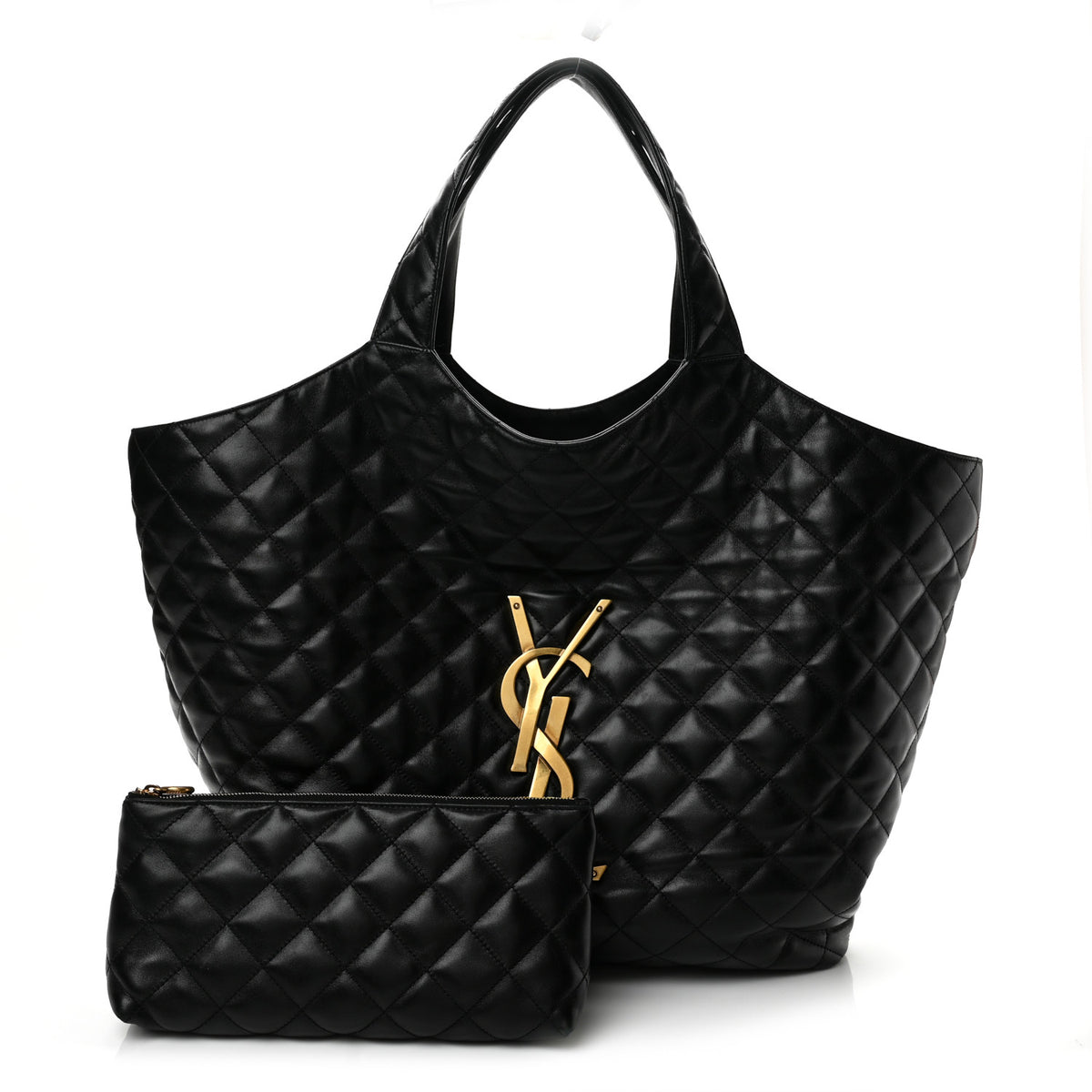 Saint Laurent Lambskin Quilted Maxi Icare Shopping Tote Black 3 of 15