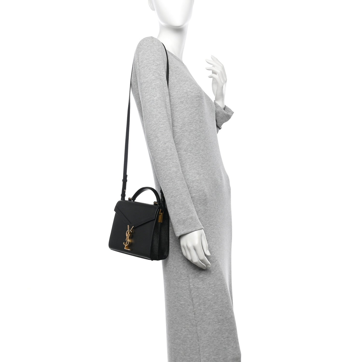 Saint Laurent Grain de Poudre Mini Classic Monogram Cassandra Top Handle Black 2 of 13