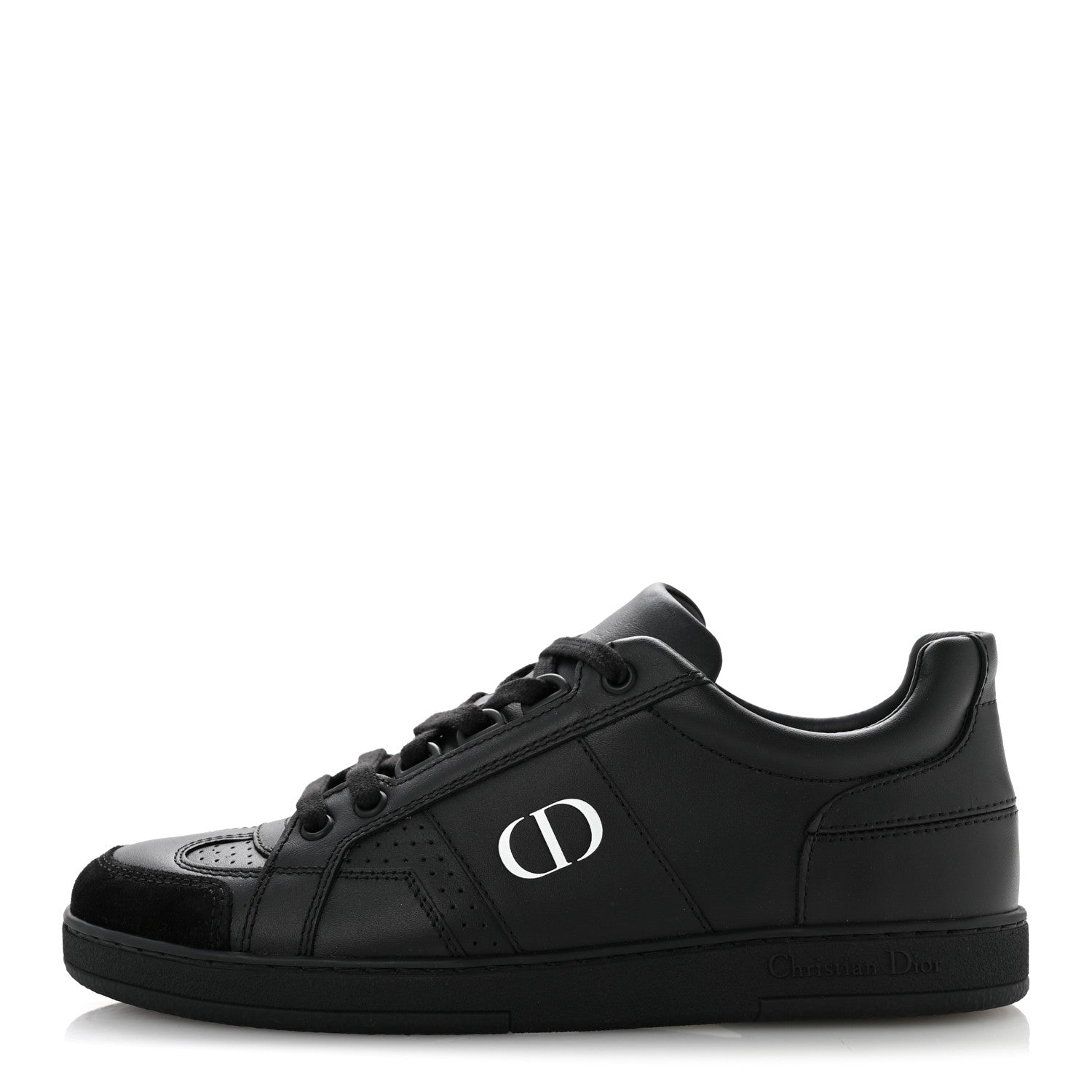 Christian Dior Calfskin Suede Logo Sneakers 36.5 Black 1 of 10
