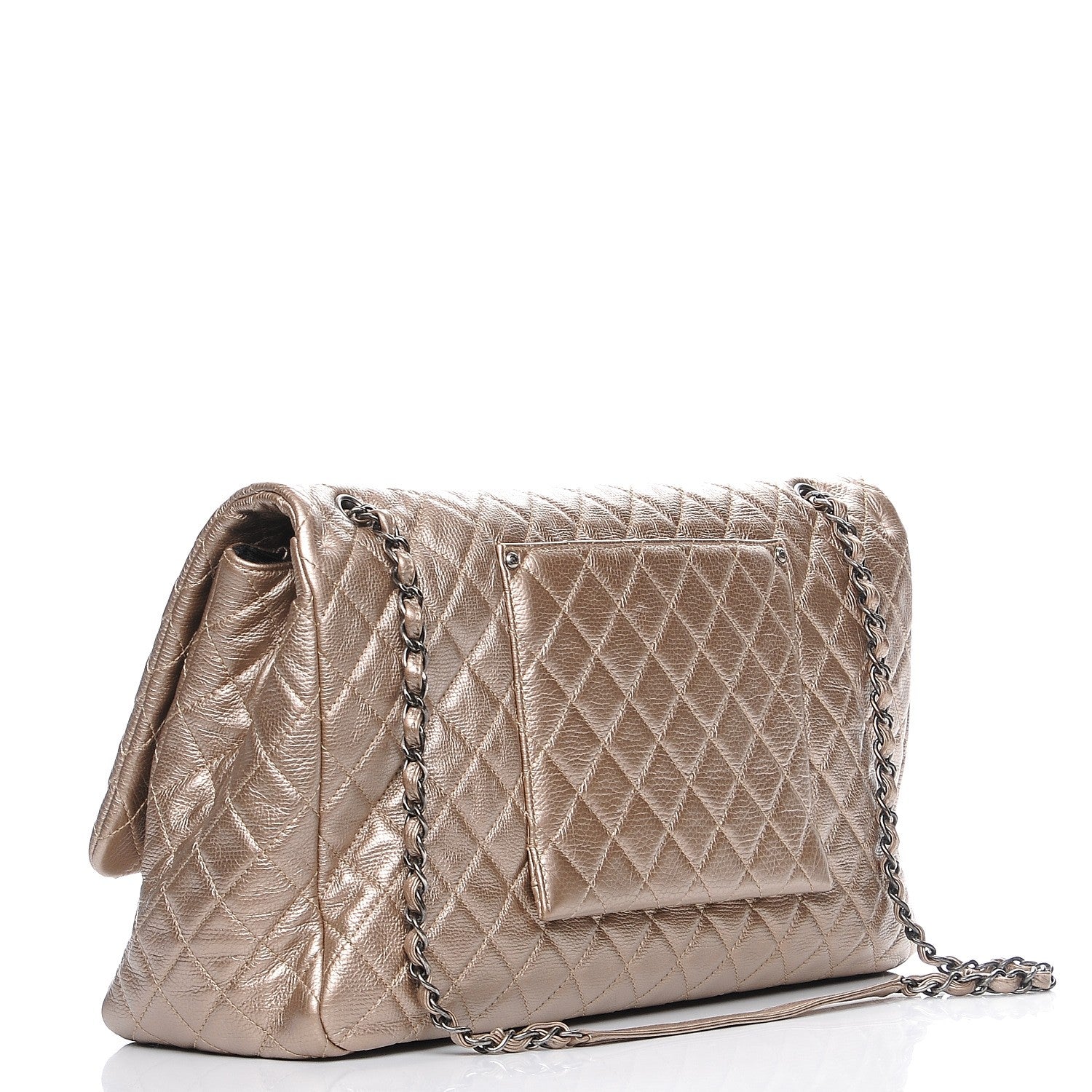 Chanel Metallic Calfskin Quilted XXL Travel Flap Bag Gold 3 of 8