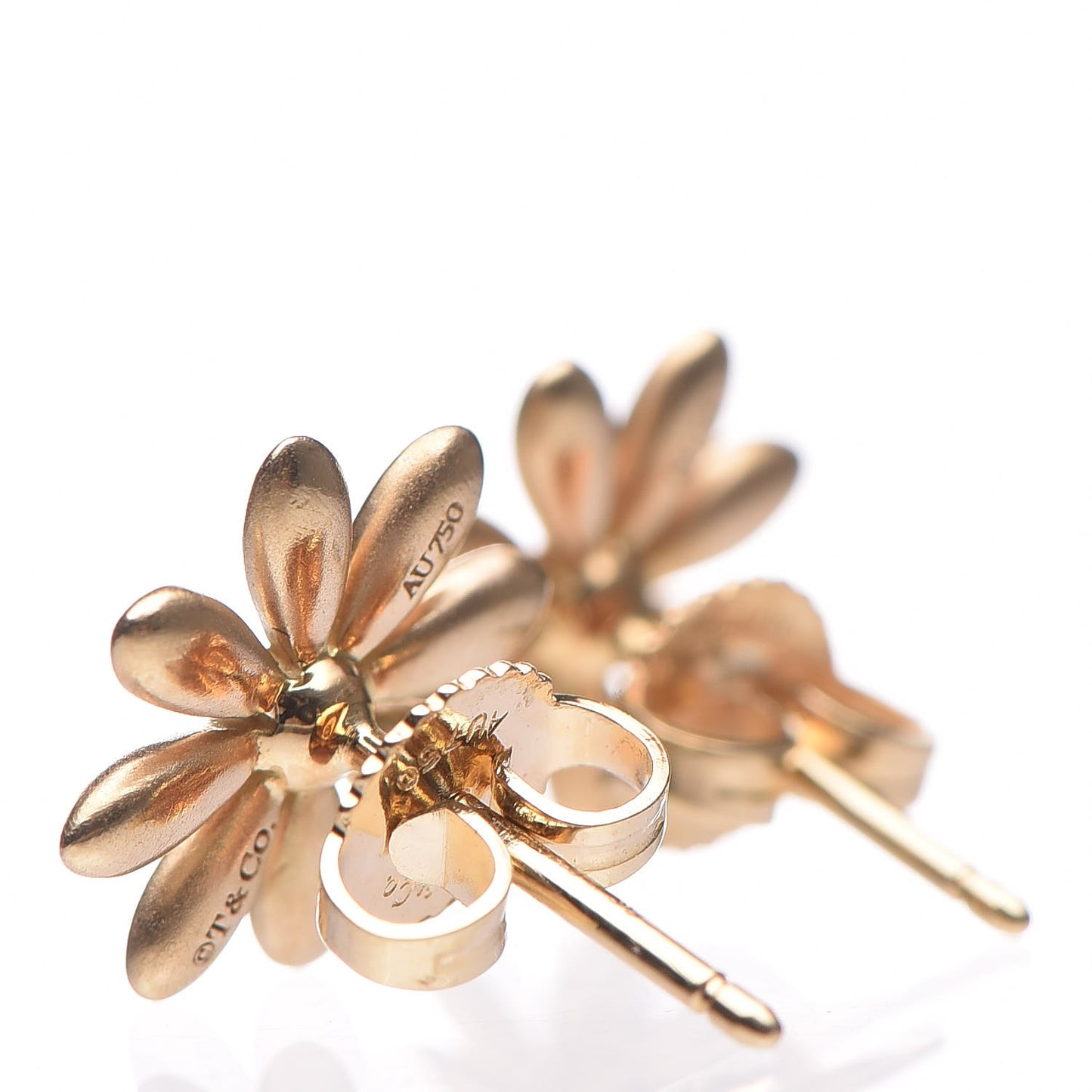 18K Yellow Gold Diamond Flower Earrings