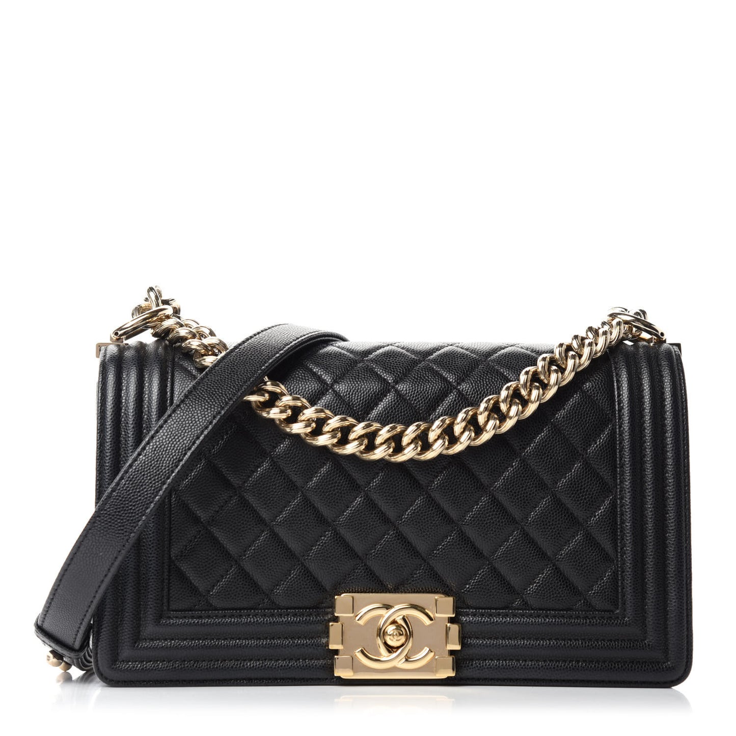 Caviar Quilted Medium Boy Flap Black