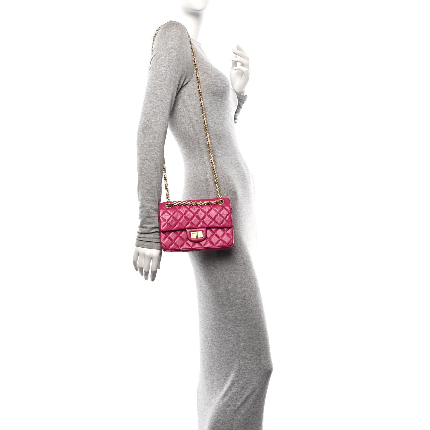 Chanel Aged Calfskin Quilted 2.55 Reissue Mini Flap Fuchsia 2 of 10