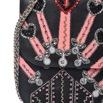 Valentino Garavani Vitello Crystal Loveblade Embellished Medium Glam Lock Rockstud Flap Black 9 of 12