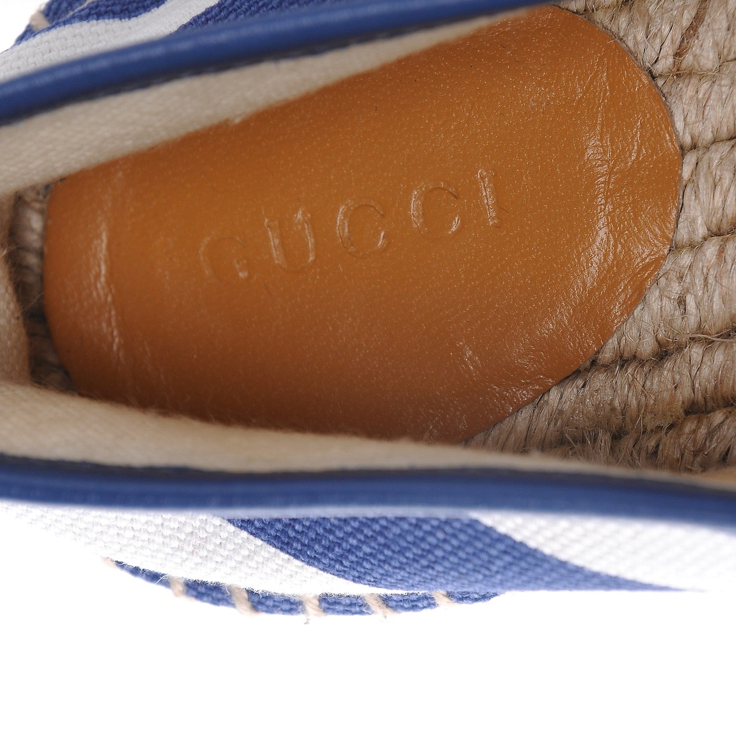 Gucci Canvas Embroidered Striped Espadrilles 39 Caspian White 7 of 10
