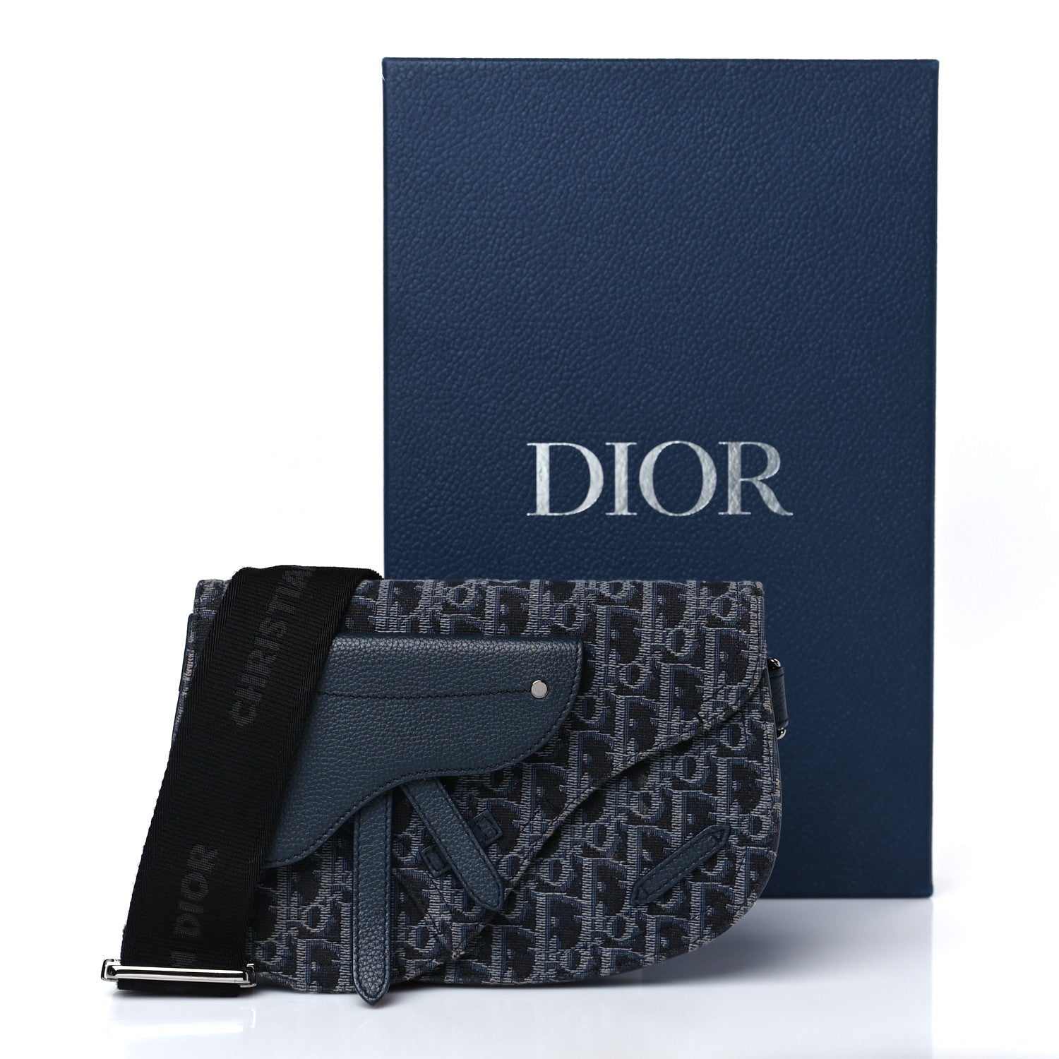 Christian Dior Oblique Saddle Messenger Pouch Blue Black 9 of 9
