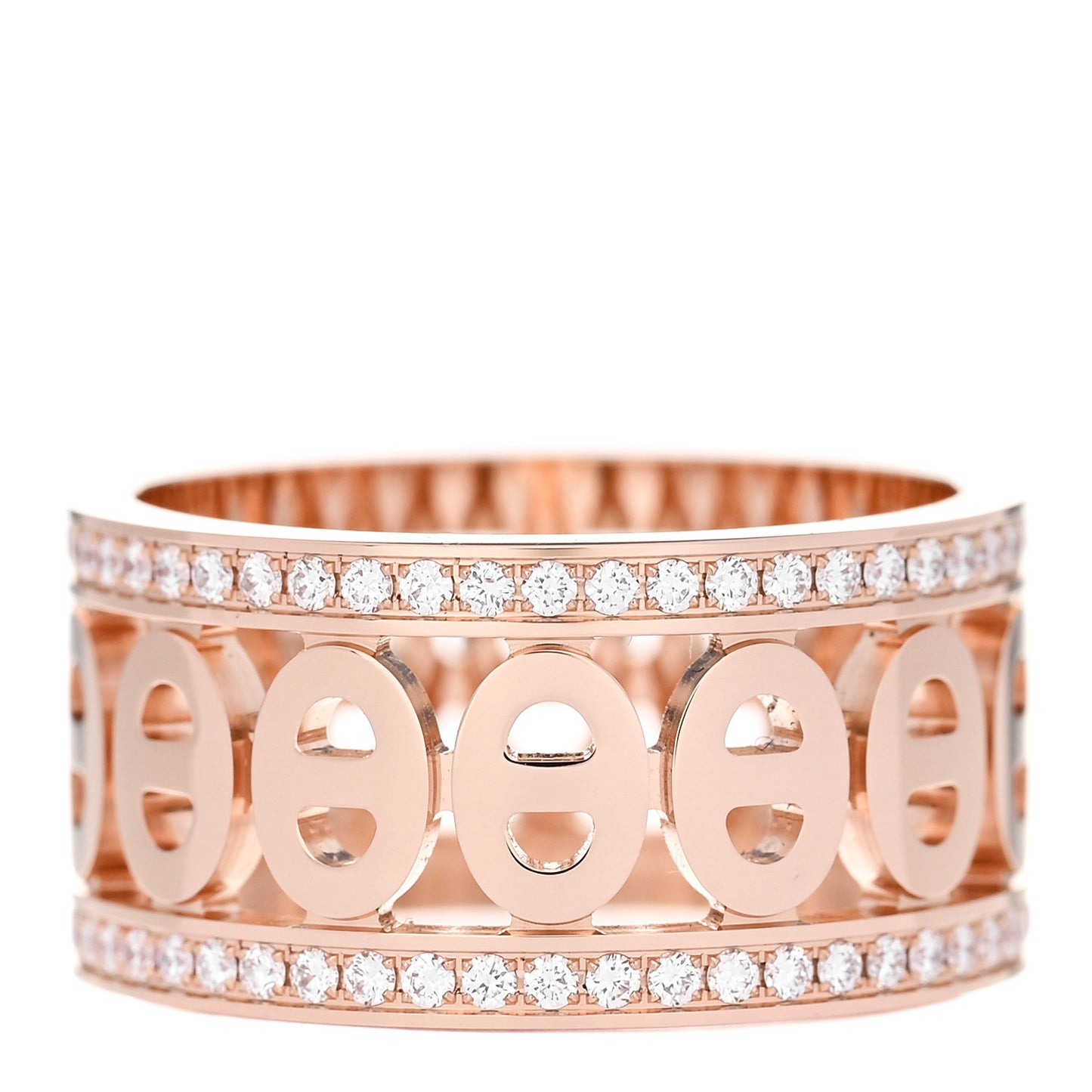 18K Rose Gold Diamond Chaine D'Ancre Divine Ring 49 4.75
