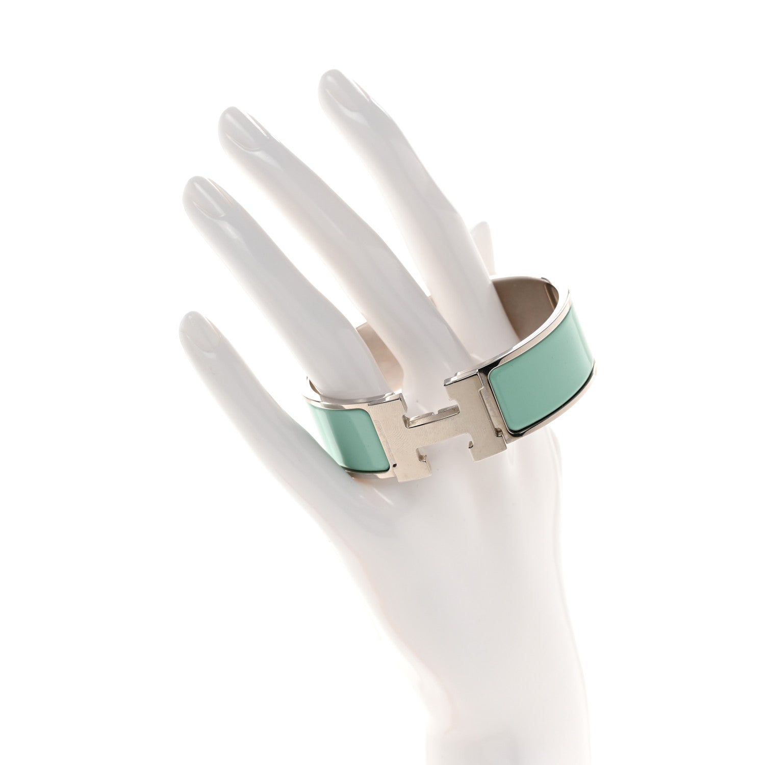 Hermes Enamel Wide Clic Clac H Bracelet GM Lagon 2 of 5