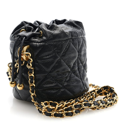 Chanel Caviar Quilted Coco First Bucket Clutch With Chain Black 3 of 10