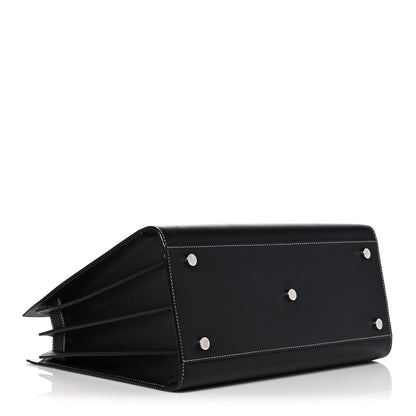 Saint Laurent Grained Calfskin Topstitch Small Sac De Jour Black Porcelain 4 of 14