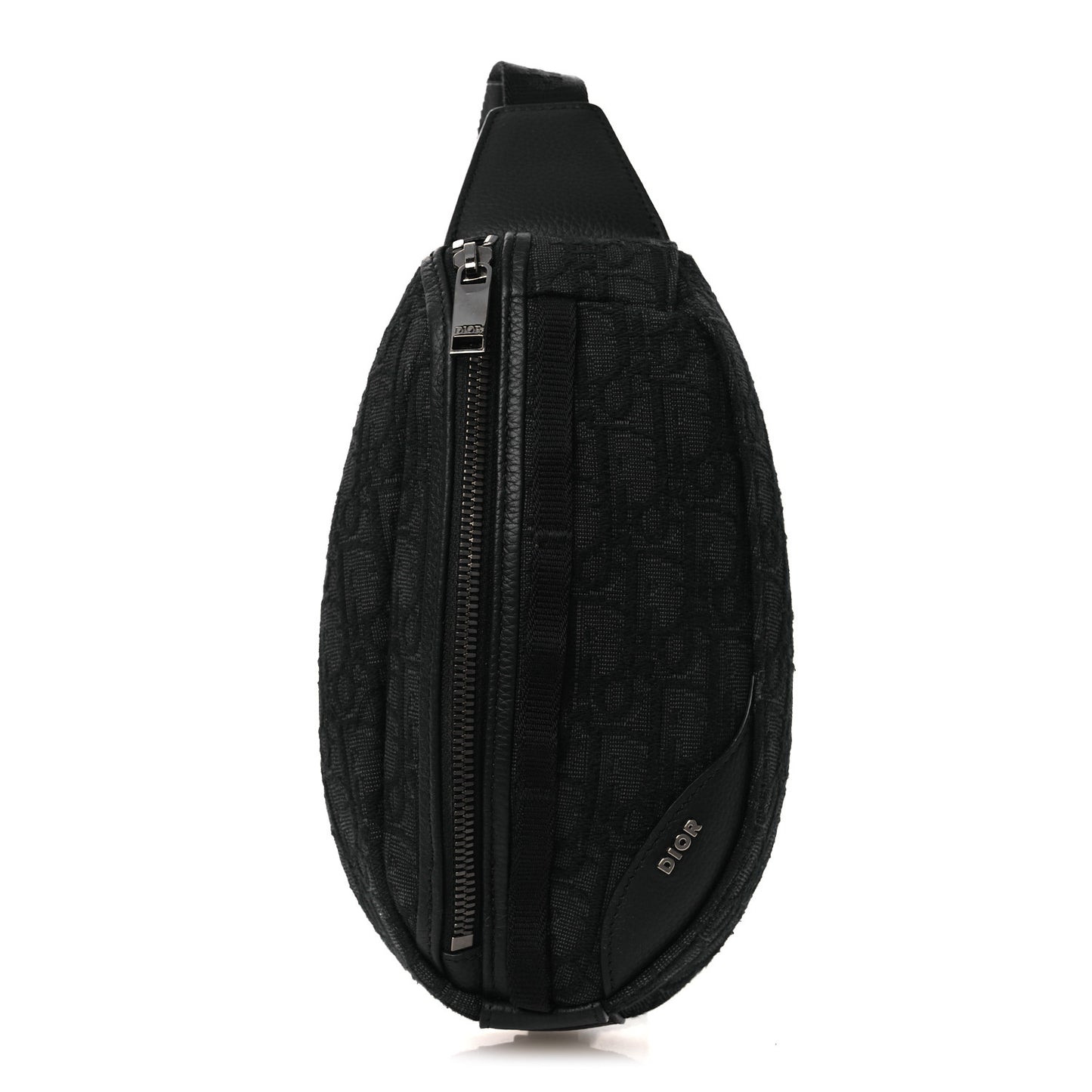 Grained Calfskin Oblique Scarab Sling Bag Black