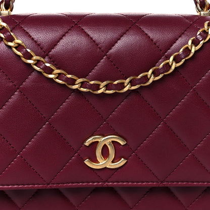Chanel Lambskin Quilted Top Handle Wallet On Chain WOC  Burgundy 9 of 11