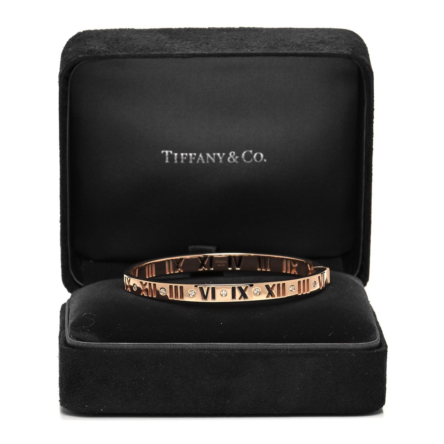18K Rose Gold Diamond Atlas Pierced Hinged Bangle Bracelet