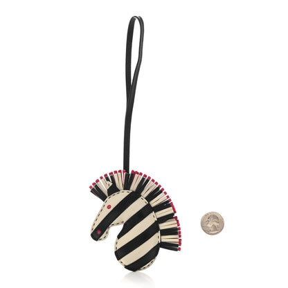 Hermes Milo Lambskin Geegee Savannah Bag Charm Craie Black Rose Mexico 2 of 4
