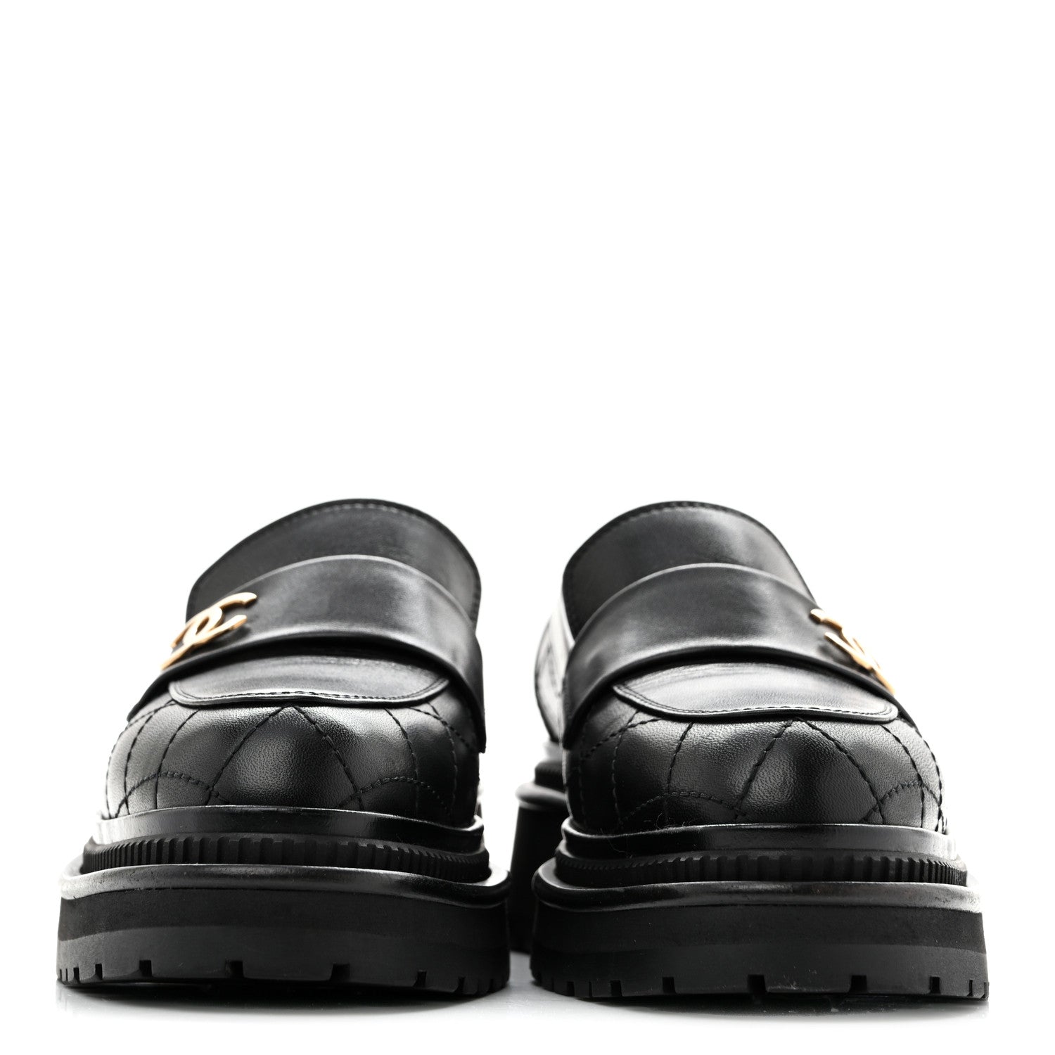 Chanel Calfskin Quilted CC Mocassin Loafers 35 Black 5 of 12