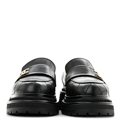 Chanel Calfskin Quilted CC Mocassin Loafers 35 Black 5 of 12