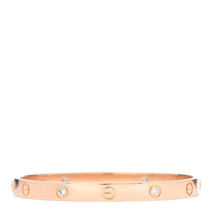 Cartier 18K Pink Gold 4 Diamond LOVE Bracelet 18 1 of 8