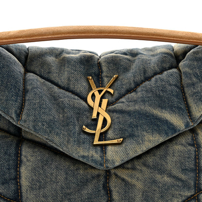 Saint Laurent Denim Quilted Small Loulou Puffer Monogram Chain Satchel Blue Cinnamon 5 of 9