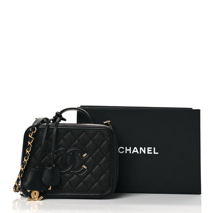 Chanel Caviar Quilted Medium CC Filigree Vanity Case Black 10 of 10