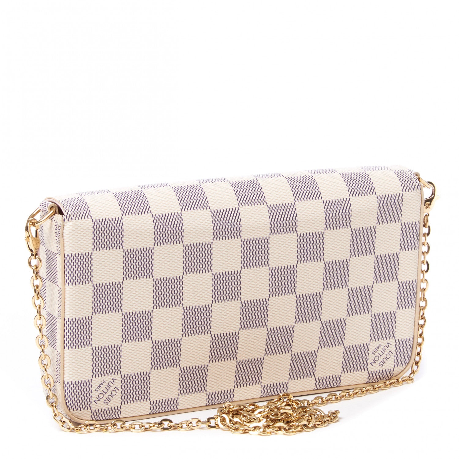 Louis Vuitton Damier Azur Pochette Felicie Chain Wallet Rose Ballerine 2 of 8