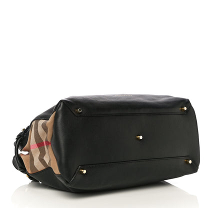 Burberry Grainy Calfskin House Check Medium Banner Tote Black 3 of 10
