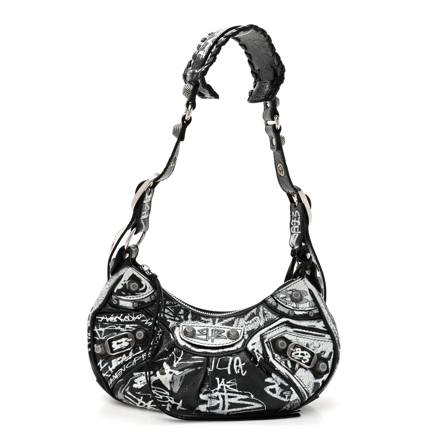 Agneau Arena Graffiti Le Cagole Shoulder Bag XS Black
