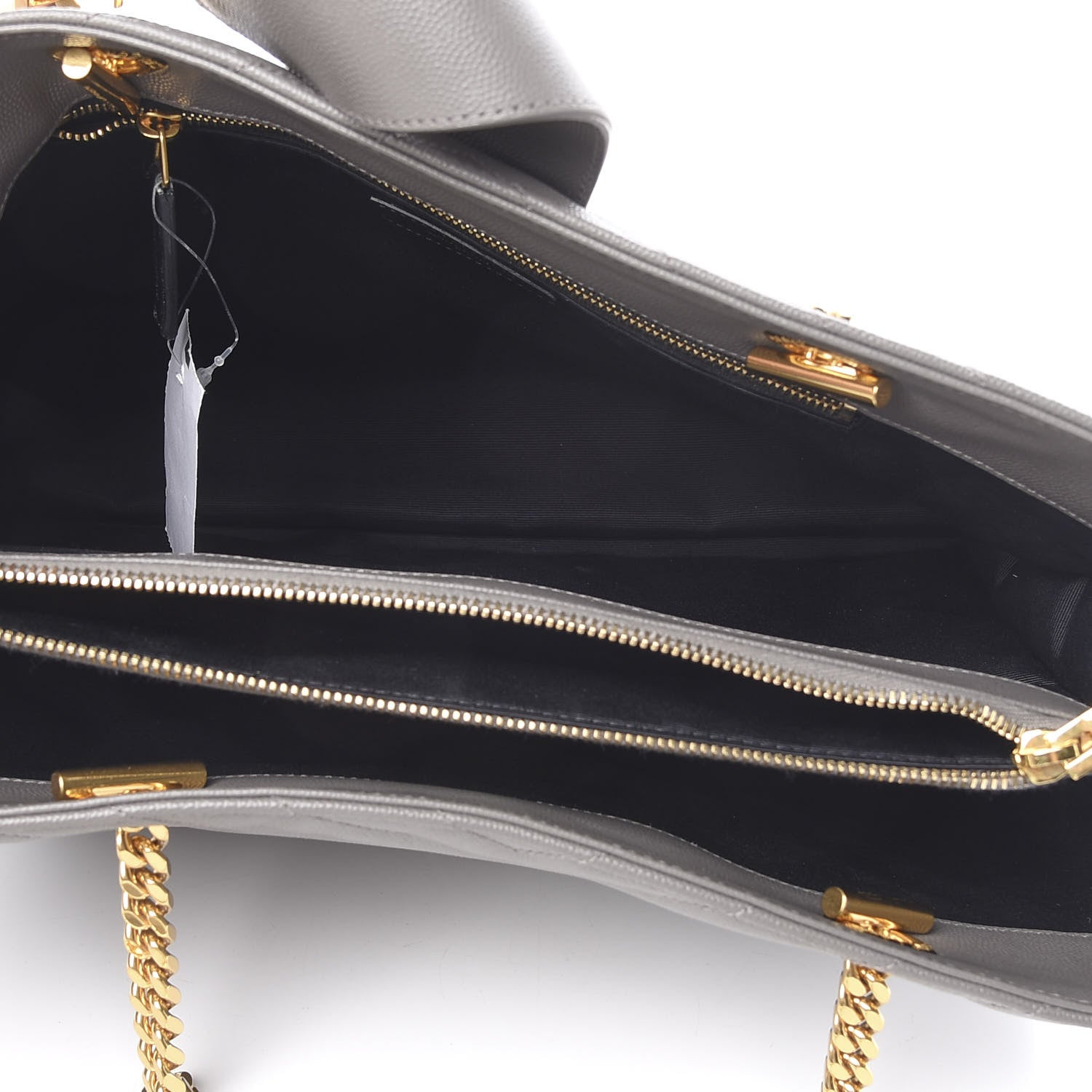 Saint Laurent Grain De Poudre Matelasse Chevron Monogram Shopping Bag Fog 4 of 10