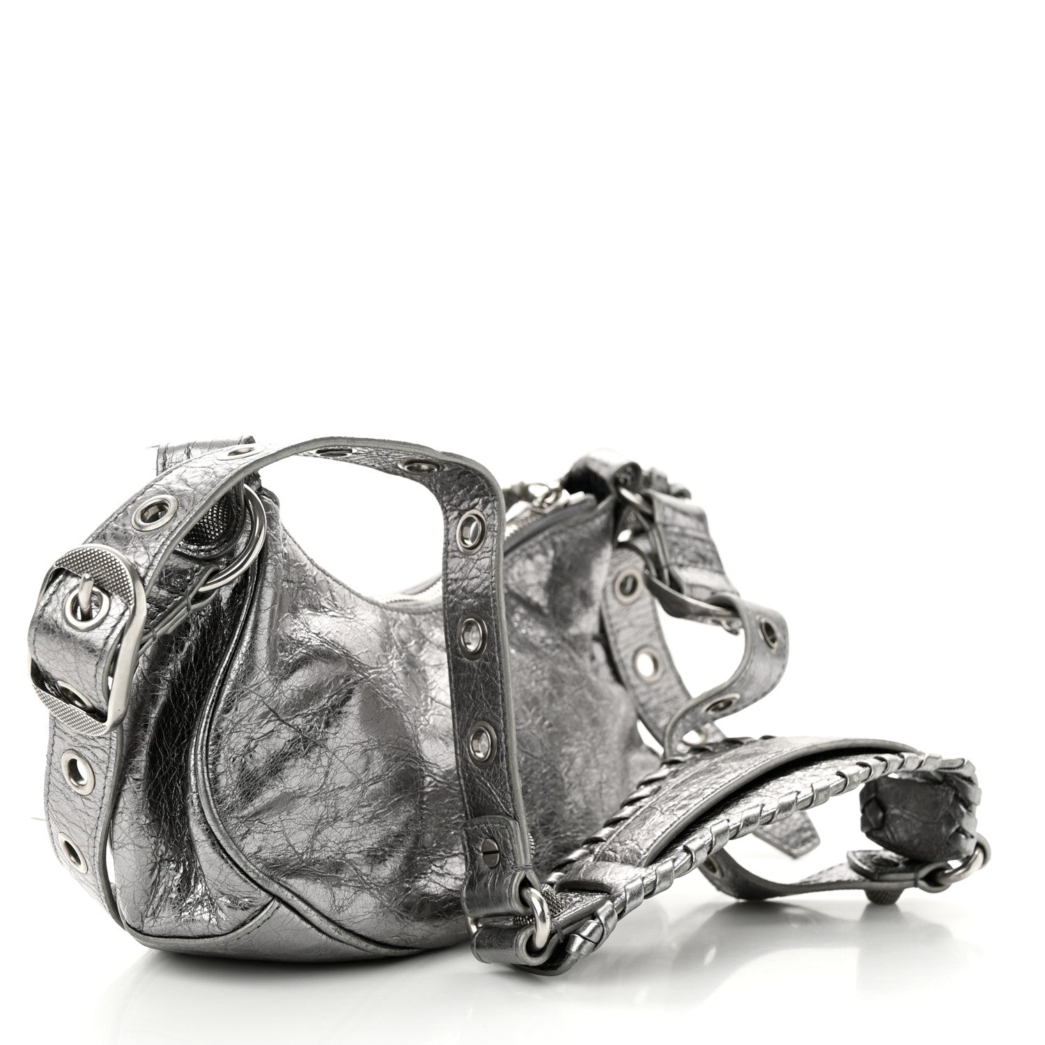 Balenciaga Metallic Agneau Arena Le Cagole Shoulder Bag XS Silver 3 of 12