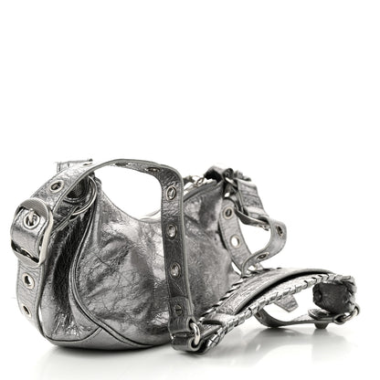 Balenciaga Metallic Agneau Arena Le Cagole Shoulder Bag XS Silver 3 of 12