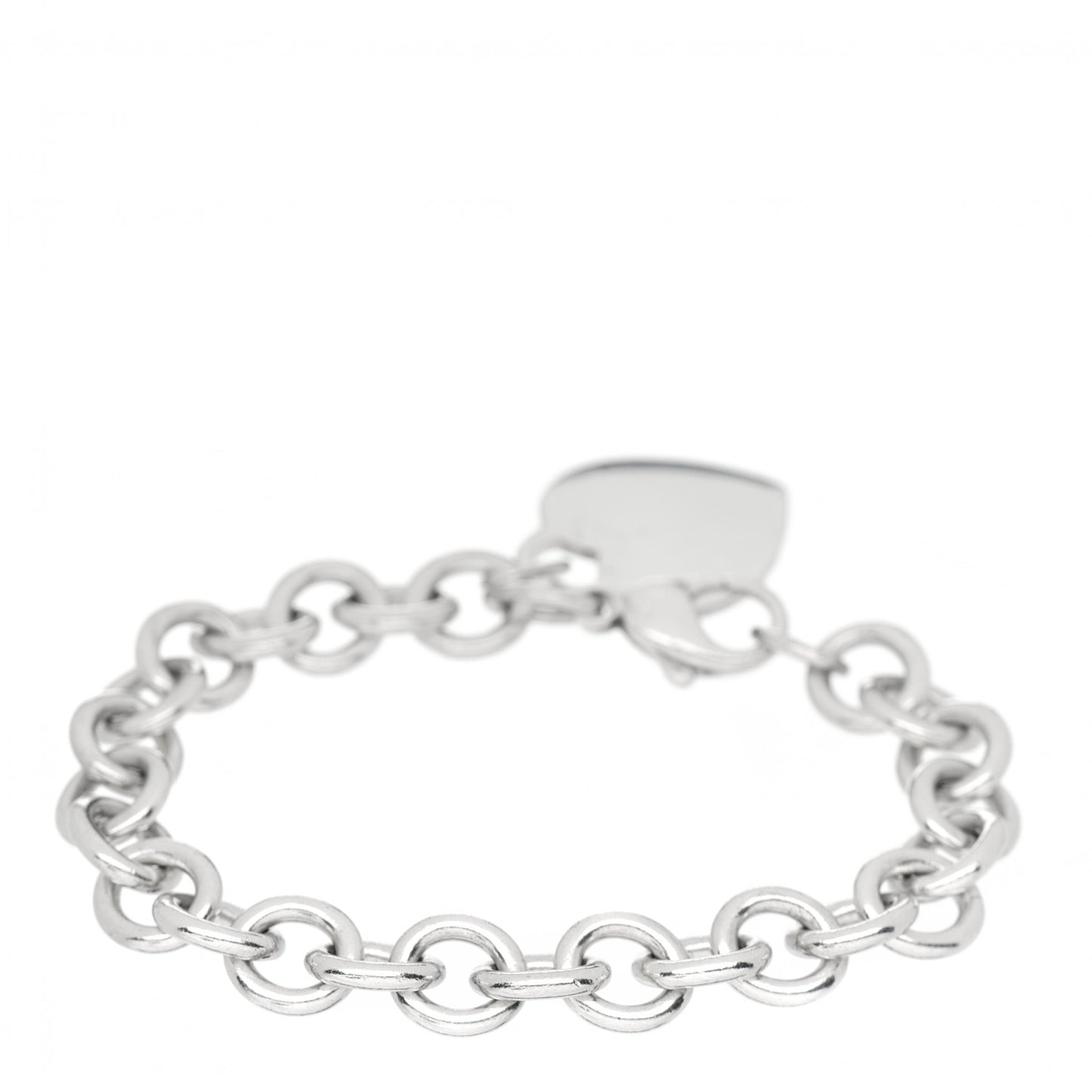 Sterling Silver Heart Tag Charm Bracelet