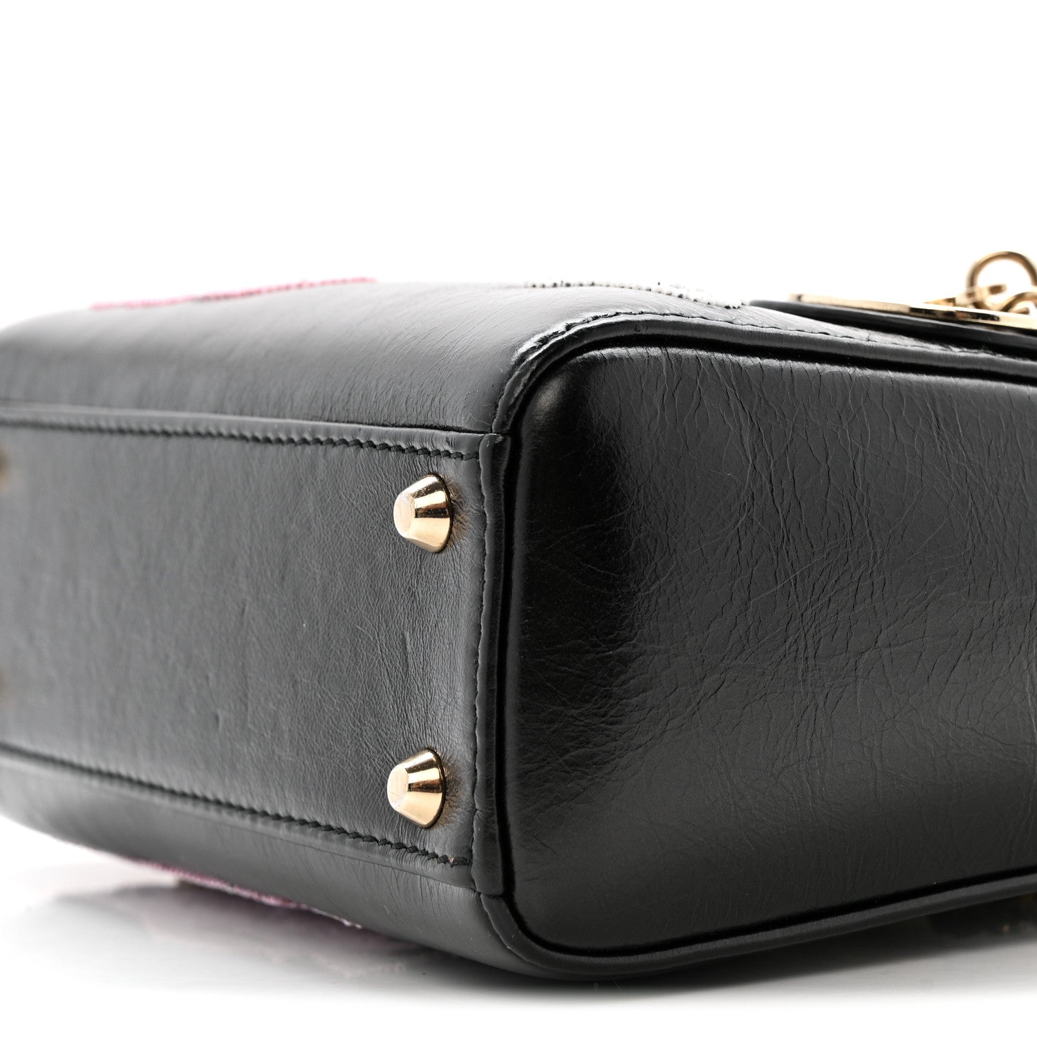 Christian Dior Calfskin Beaded Mini Lady Dior Black 10 of 13